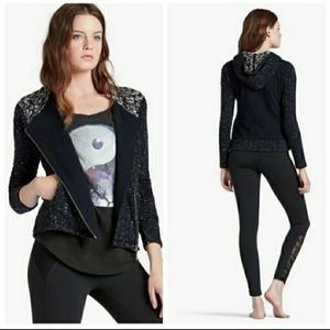 Lucky Brand Active MotoHoodie Jacket Asymmetrical.